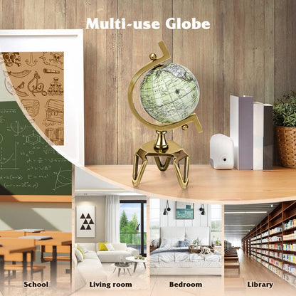 Elegant Interactive Educational Globe with Triangular Metal Stand and Realistic Meridian