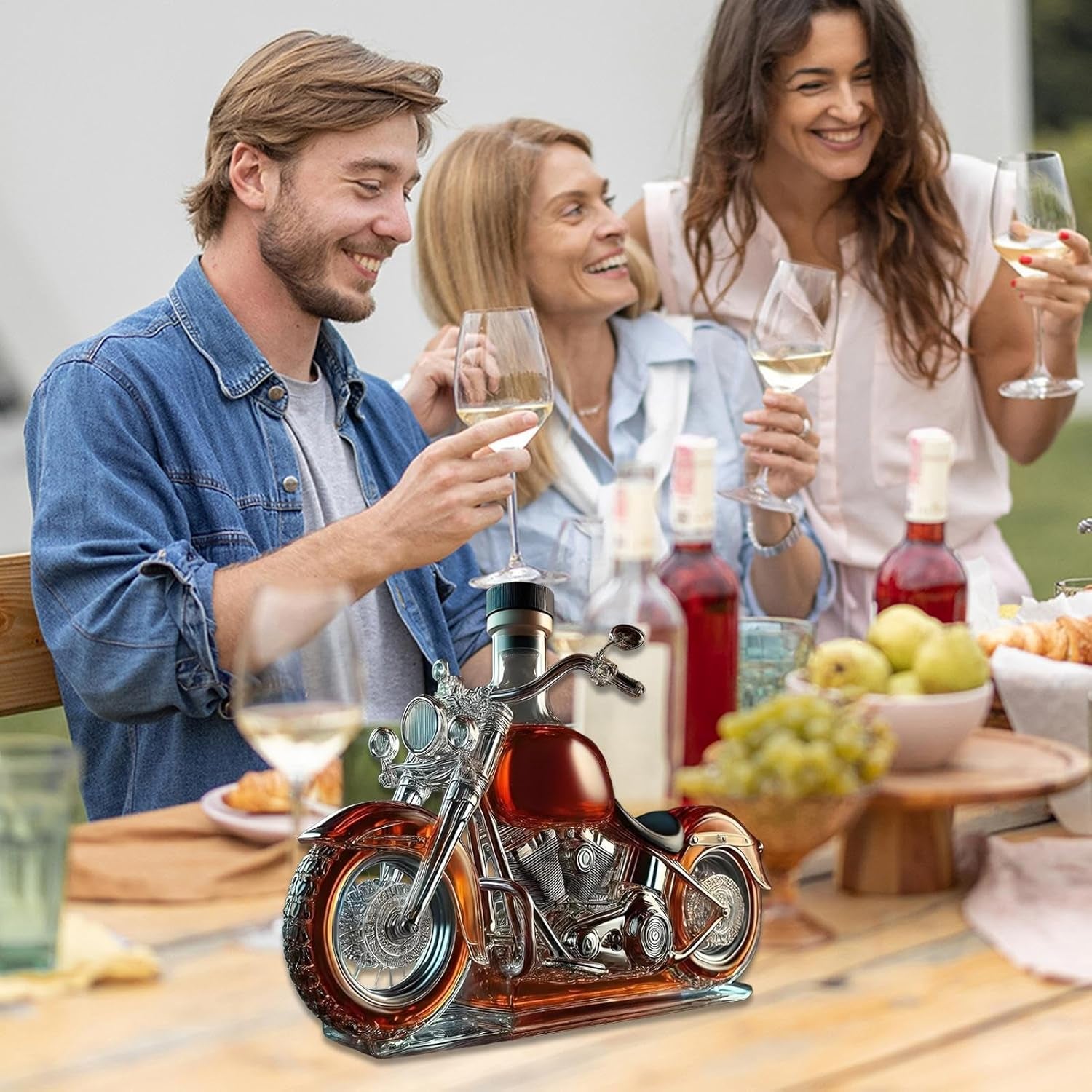 Glass Wine Decanter | Motorcycle Liquor Decanter Wine Bottle,Funny Drink Bottle Liquor Dispenser for Men Dad Motorcycle Lovers Home Kitchen Commercial Whisky Vodka Holiday