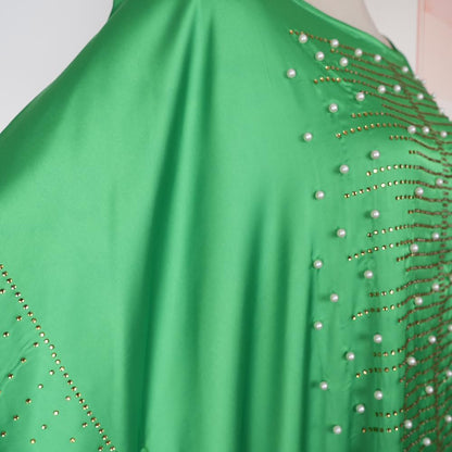 African Dresses for Women Fashion Beading Rhinestone Kaftan Maxi Dress