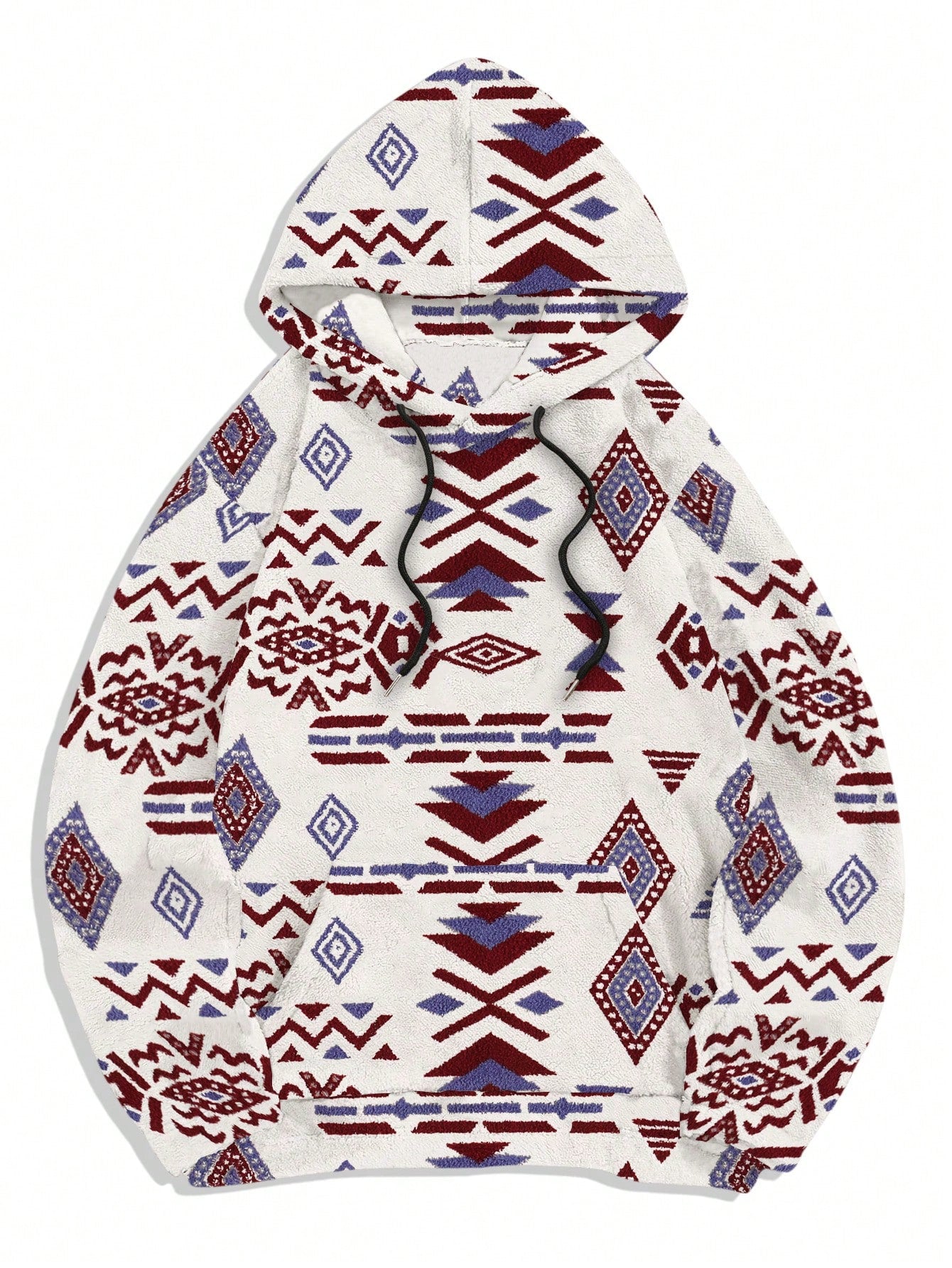 Men'S Totem Print Hooded Sherpa Fleece Sweatshirt