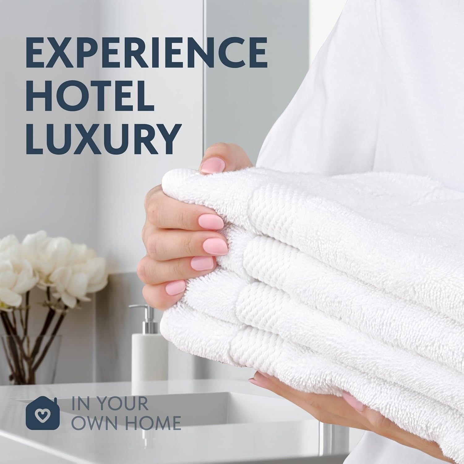 Luxury White Hand Towels, 100% Cotton Bathroom Hand Cloths Set of 6, Hotel Towels Extra 40X76 Cm, Quality Towels Bathroom Sets for Hands | White, 6 Pack