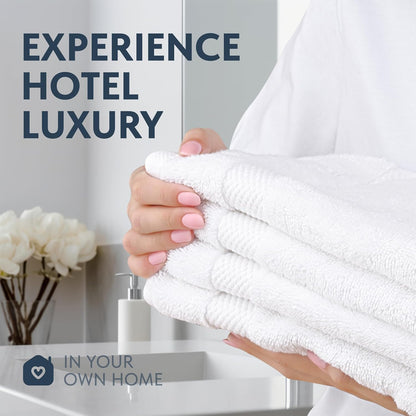 Luxury White Hand Towels, 100% Cotton Bathroom Hand Cloths Set of 6, Hotel Towels Extra 40X76 Cm, Quality Towels Bathroom Sets for Hands | White, 6 Pack