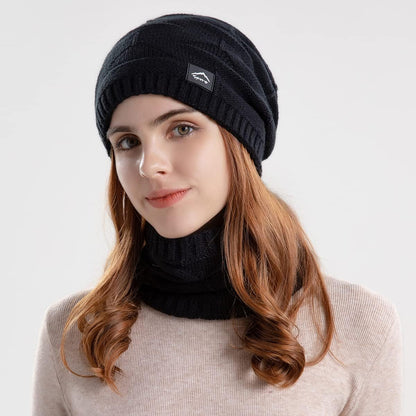 Winter Beanie Hat Scarf Touchscreen Gloves Set for Men Women,Slouchy Knit Ski Cap Neck Warmer with Fleece Lined for Unisex