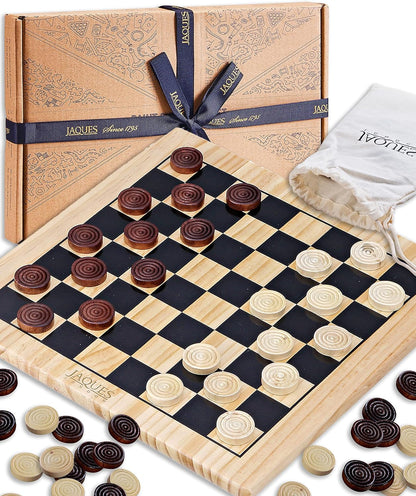 Draughts Board Game | Traditional 12" Wooden Board with Deluxe Checkers Pieces | for Adults and Kids | since 1795