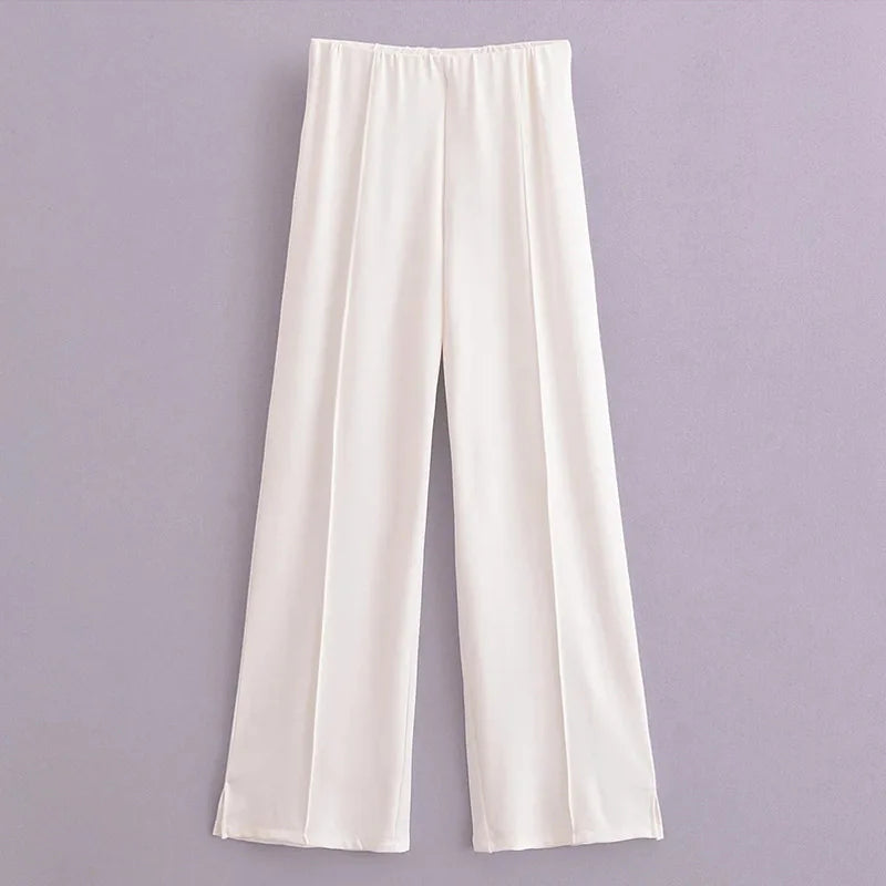 Women'S Two Pieces Set Pant Sets Crop Long Sleeve Sets Elegant Women'S Suits High Waist Wide Leg Trousers Outfit Streetwear