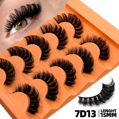 5 Pairs 8D Volume Fluffy False Eyelashes - Russian Strip Lash Extensions, Thick Soft Curly Makeup Lashes