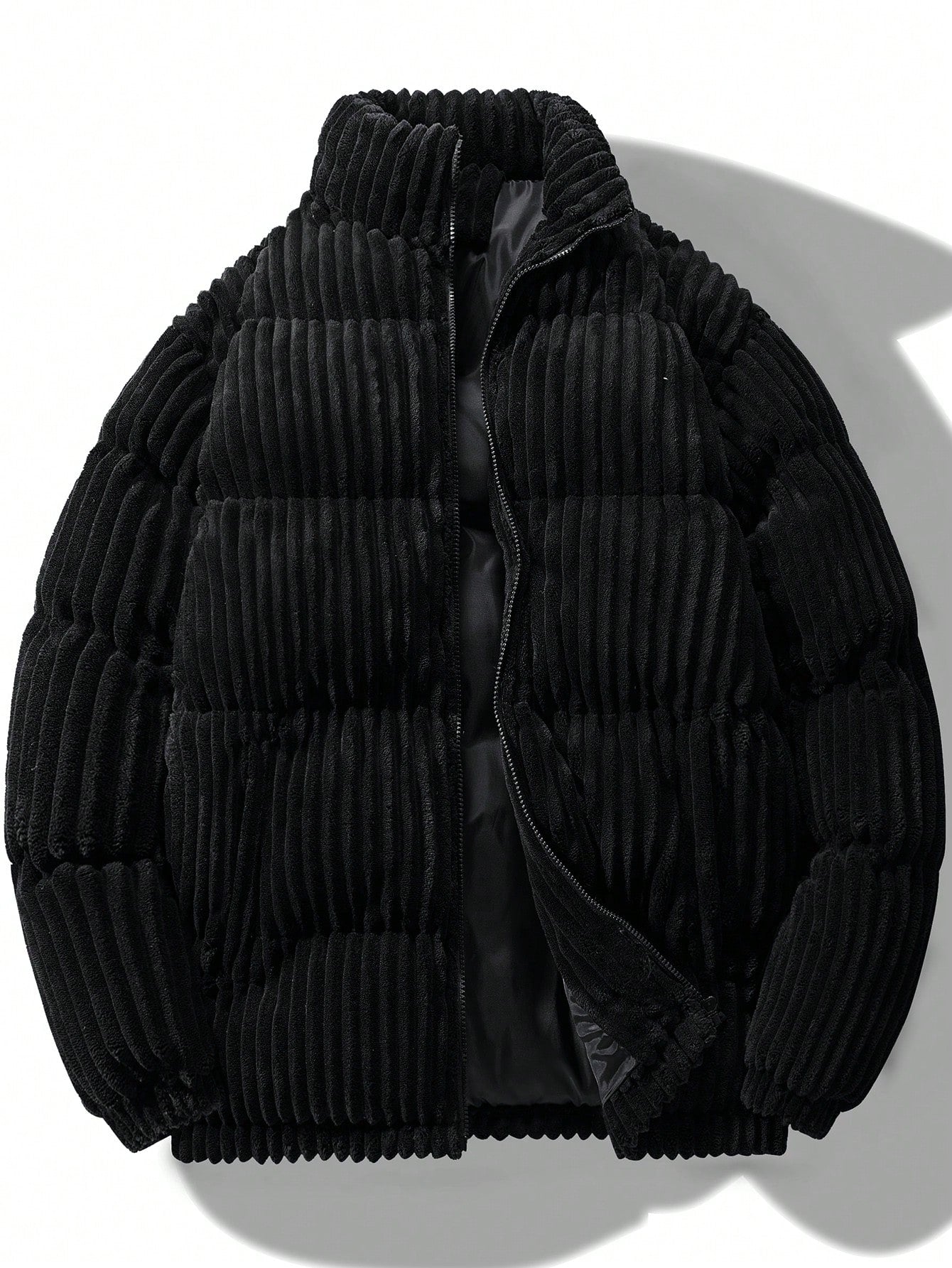 Manfinity Homme Oversized Men'S Zip-Up Corduroy Padded Coat