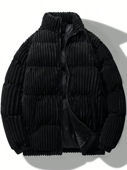 Manfinity Homme Oversized Men'S Zip-Up Corduroy Padded Coat