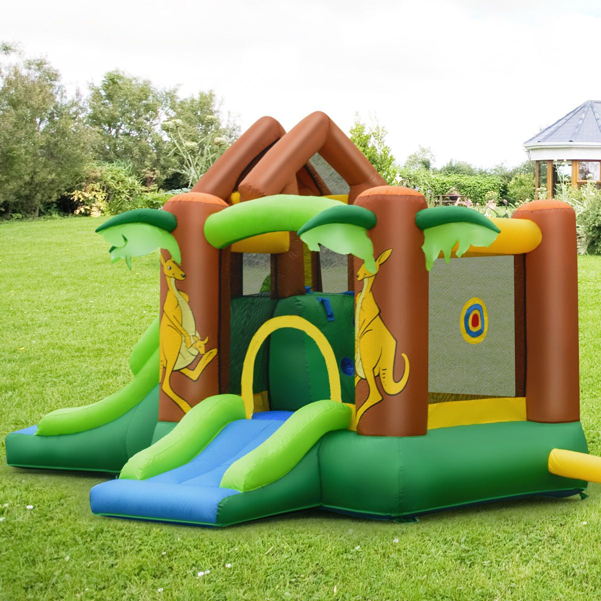 Professional Inflatable Bounce House Featuring Slides, Climbing Wall, and Air Blower