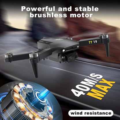 TT19 Drone with Camera for Beginners Obstacle Avoidance RC Drones for Adults Brushless Motor Foldable Mini Quadcopter 3D Flips Altitude Hold with Propeller Guards