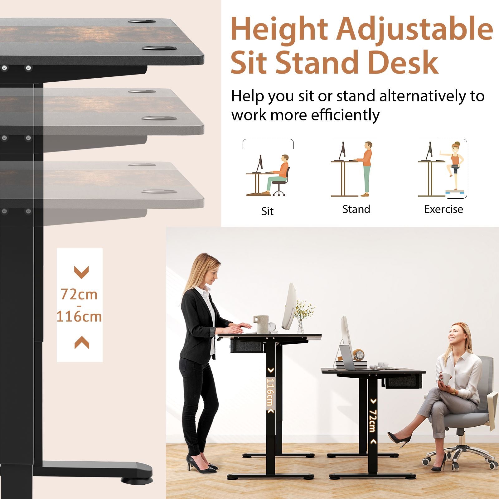 Electric Height-Adjustable Standing Desk with Integrated USB Charging: Enhance Your Workspace Comfort and Productivity