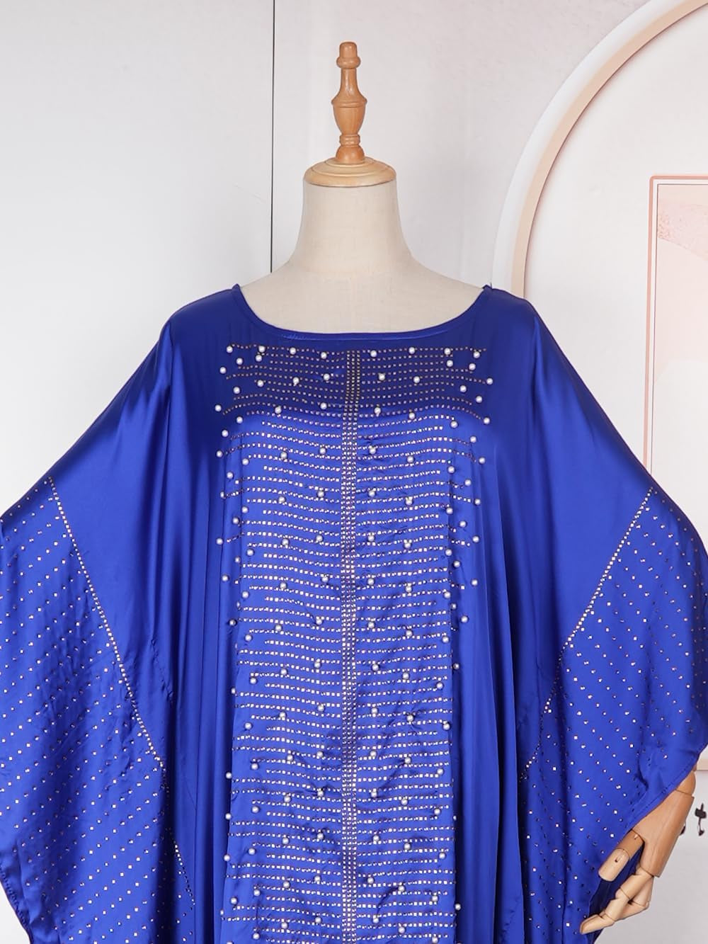 African Dresses for Women Fashion Beading Rhinestone Kaftan Maxi Dress
