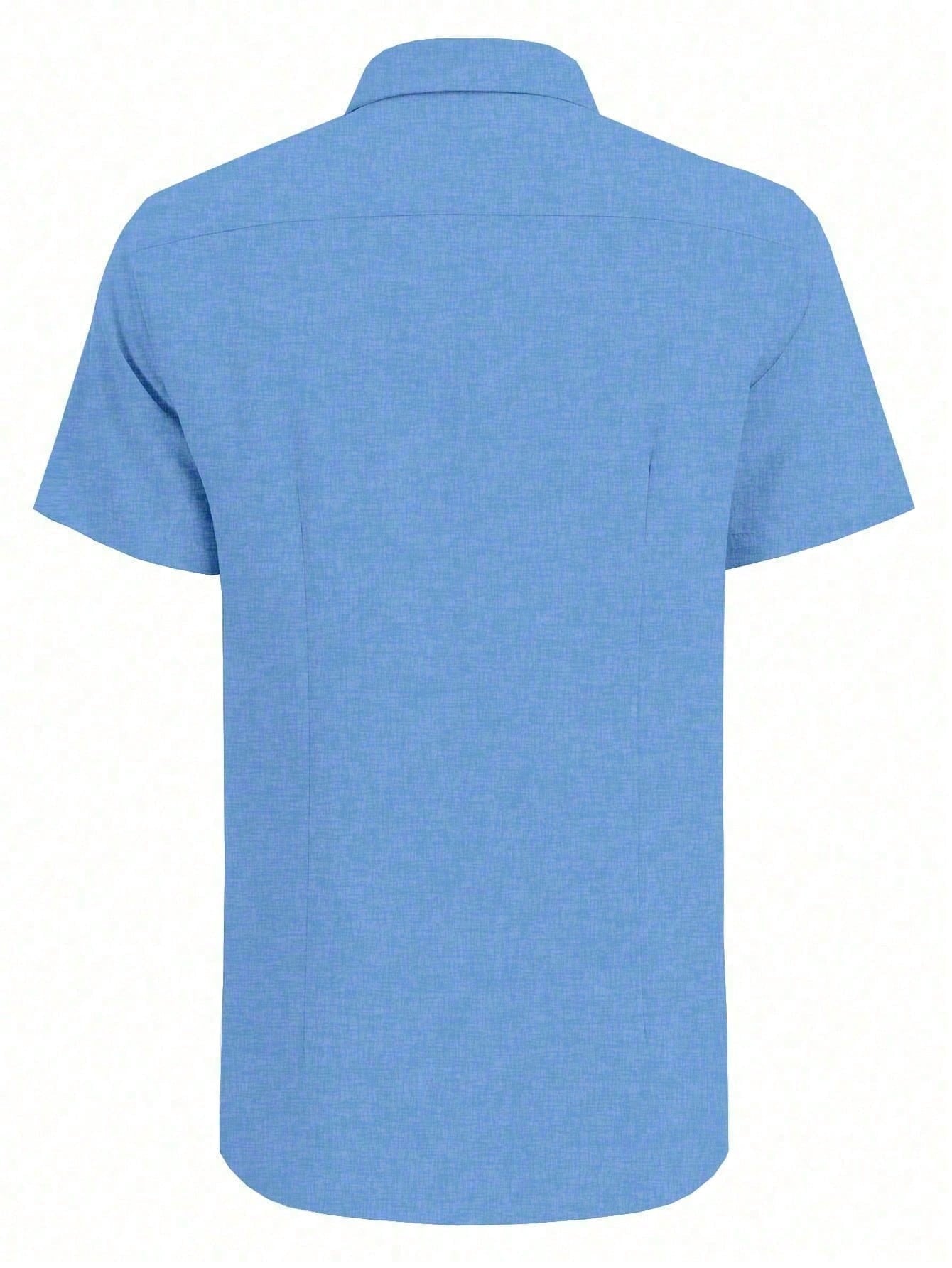 Men'S Plain Casual Short Sleeve Shirt for Daily Commuting, Summer