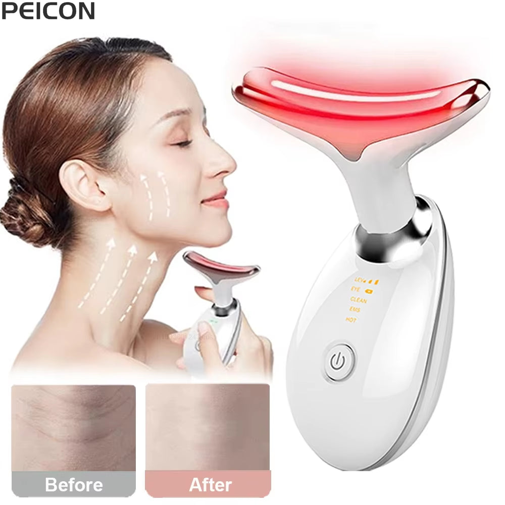 EMS Facial Massager with Red Light Therapy for Anti-Aging, Skin Tightening, and Neck and Face Lifting