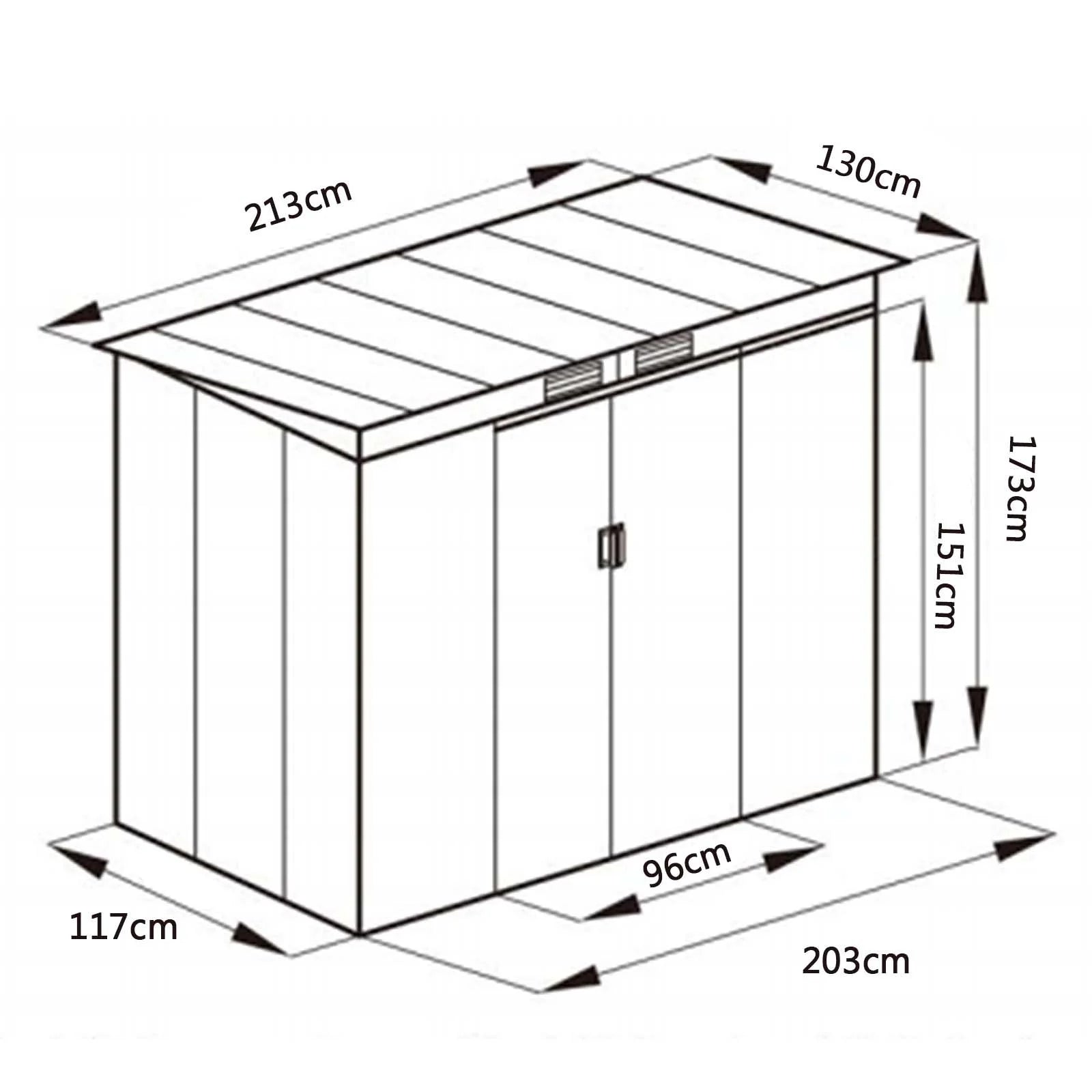 Metal Outdoor Garden Storage Shed with Sloped Roof Design