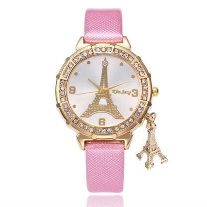 2020 Women's Fashion Quartz Watches with Faux Leather Strap - Paris Eiffel Tower Design, Ideal Gift for Her