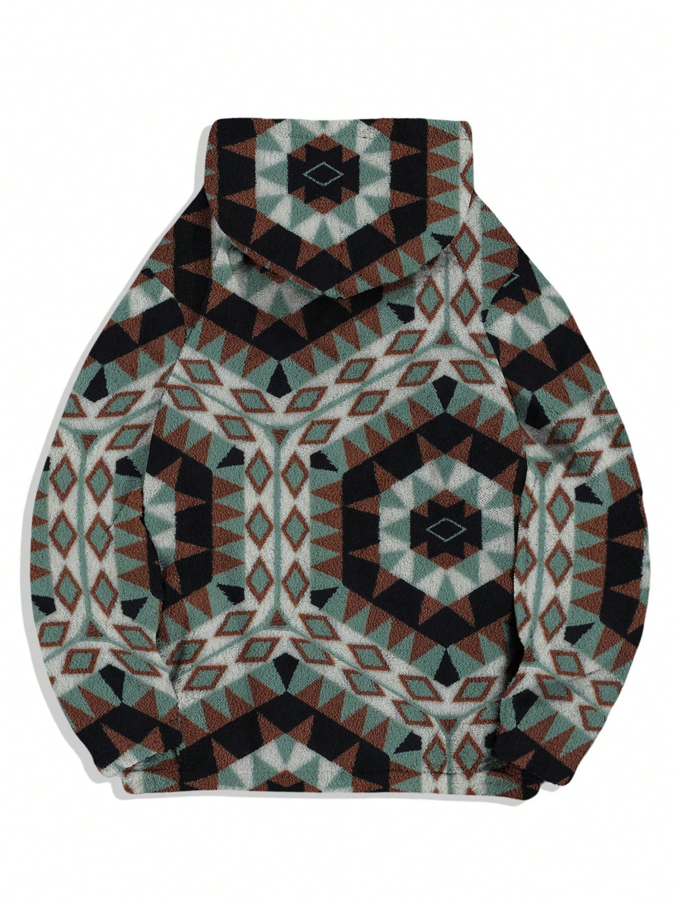 Men'S Totem Print Hooded Sherpa Fleece Sweatshirt
