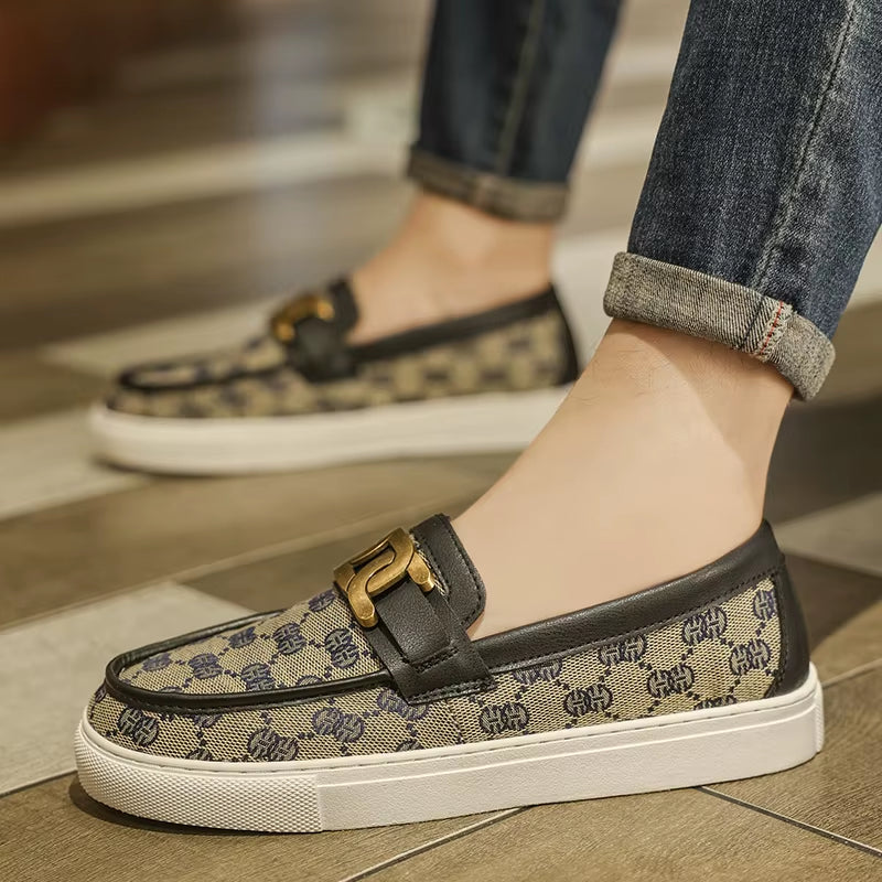 2024 New Bussiness Casual Shoes for Men Low-Top Fashion Loafers Slip on Flat Boat Shoe Mens Luxury Leather Shoes