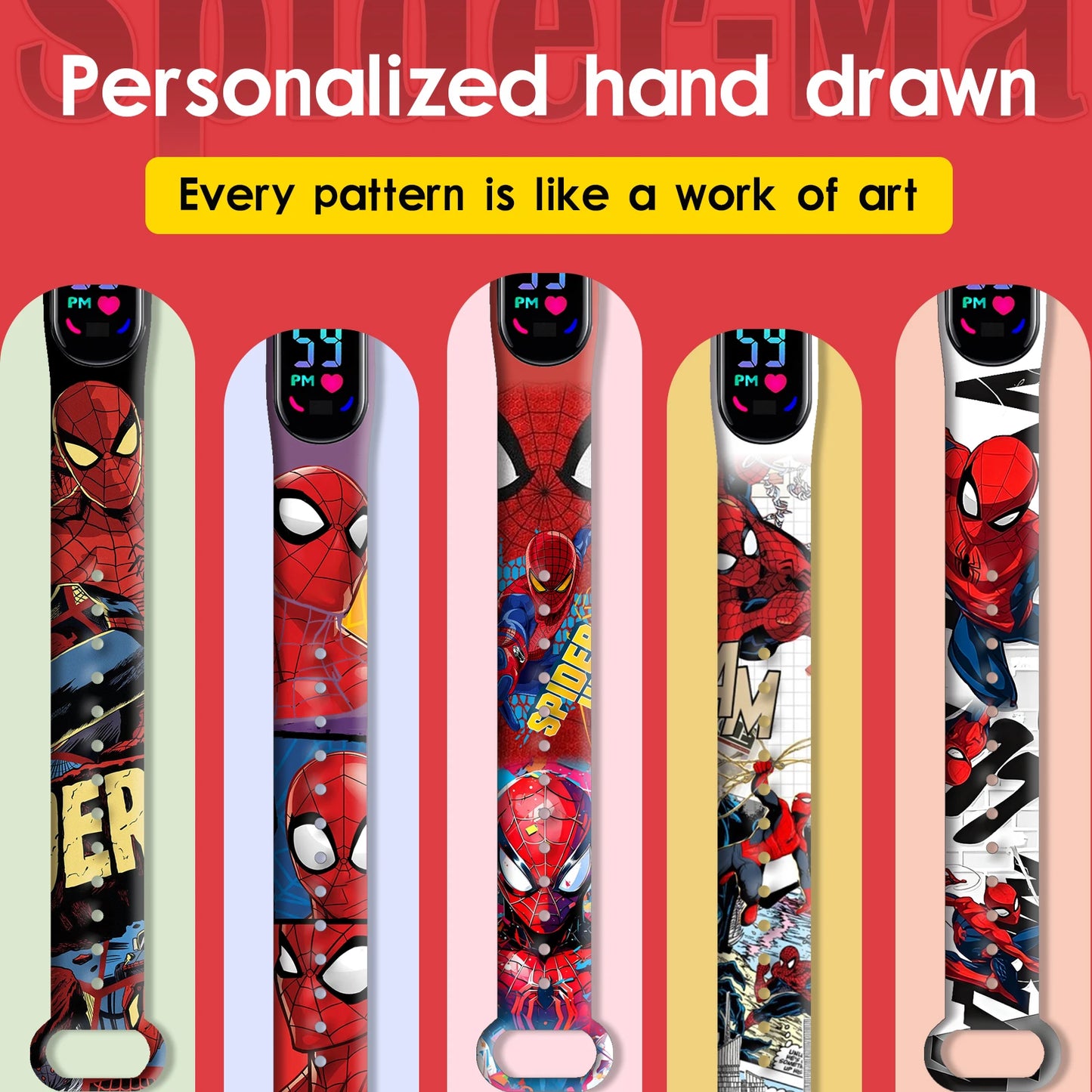 Disney Spider Man Children'S Cartoon Anime Character Luminous Bracelet Watch LED Touch Waterproof Clock Sports Gifts Christmas H