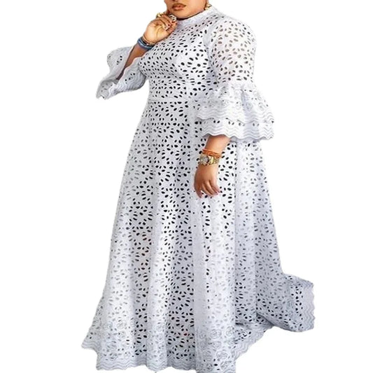 African Dresses for Women Hollow Out 2025 New Elegant Muslim Fashion Abayas Dashiki Robe Kaftan Long Maxi Dress One Piece