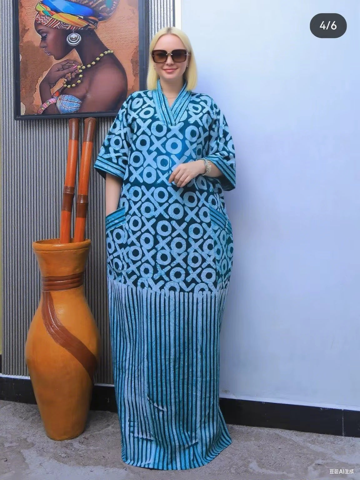 African plus Size Dresses for Women 2025 Spring Autumn African V-Neck Half Sleeve Wedding Party Evening Long Dress Robes Gowns