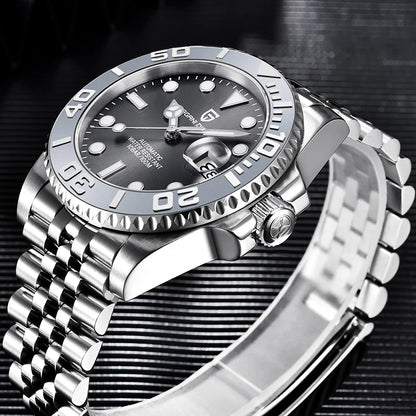 2023  New Luxury Men Mechanical Wristwatch Stainless Steel Sapphire Automatic Watch 100M Waterproof Clock