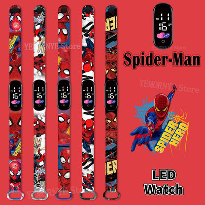 Disney Spider Man Children'S Cartoon Anime Character Luminous Bracelet Watch LED Touch Waterproof Clock Sports Gifts Christmas H