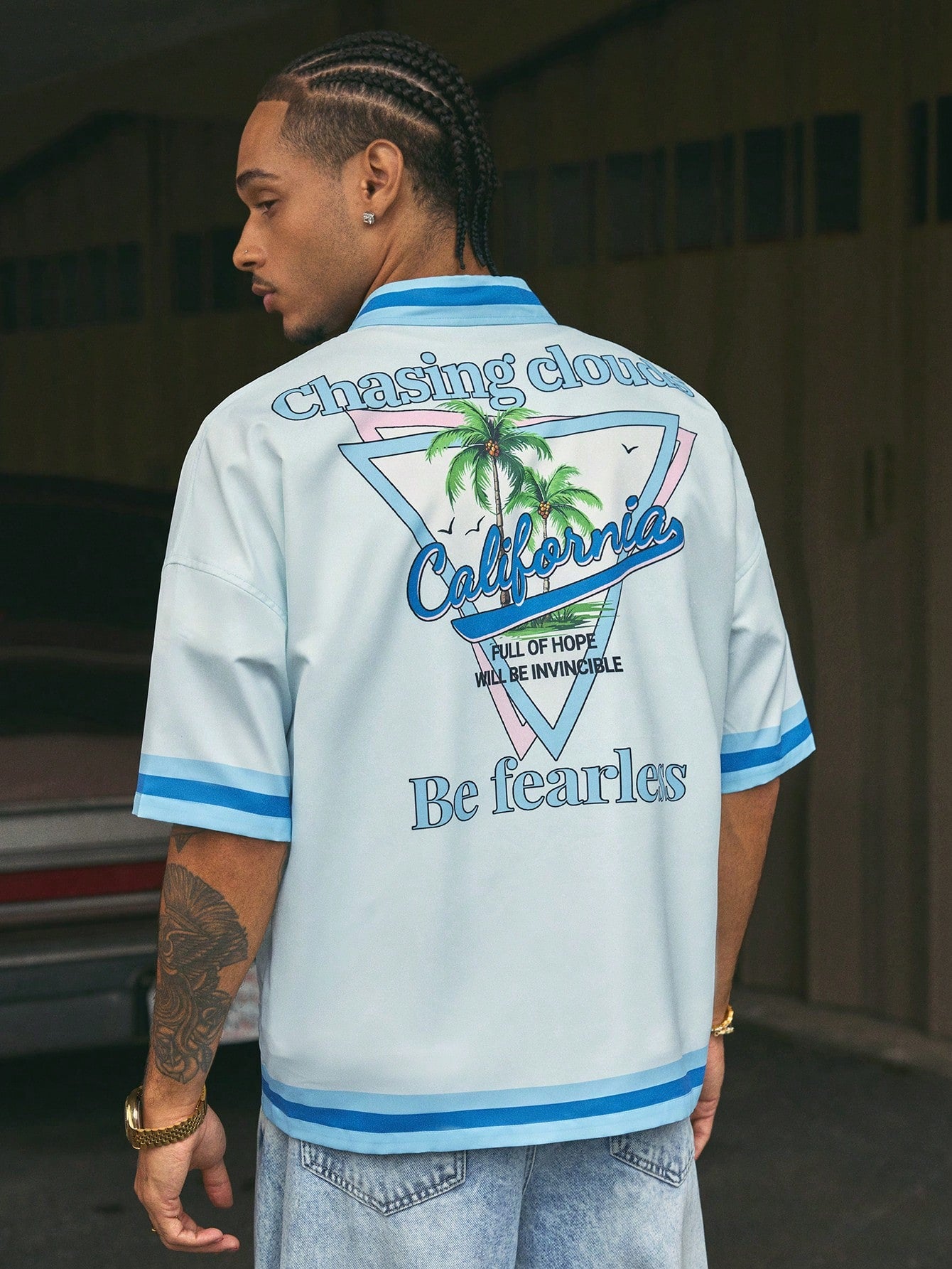 AXEPEAK Men'S Digital Print Loose Woven Short Sleeve Shirt, Streetwear Inspired