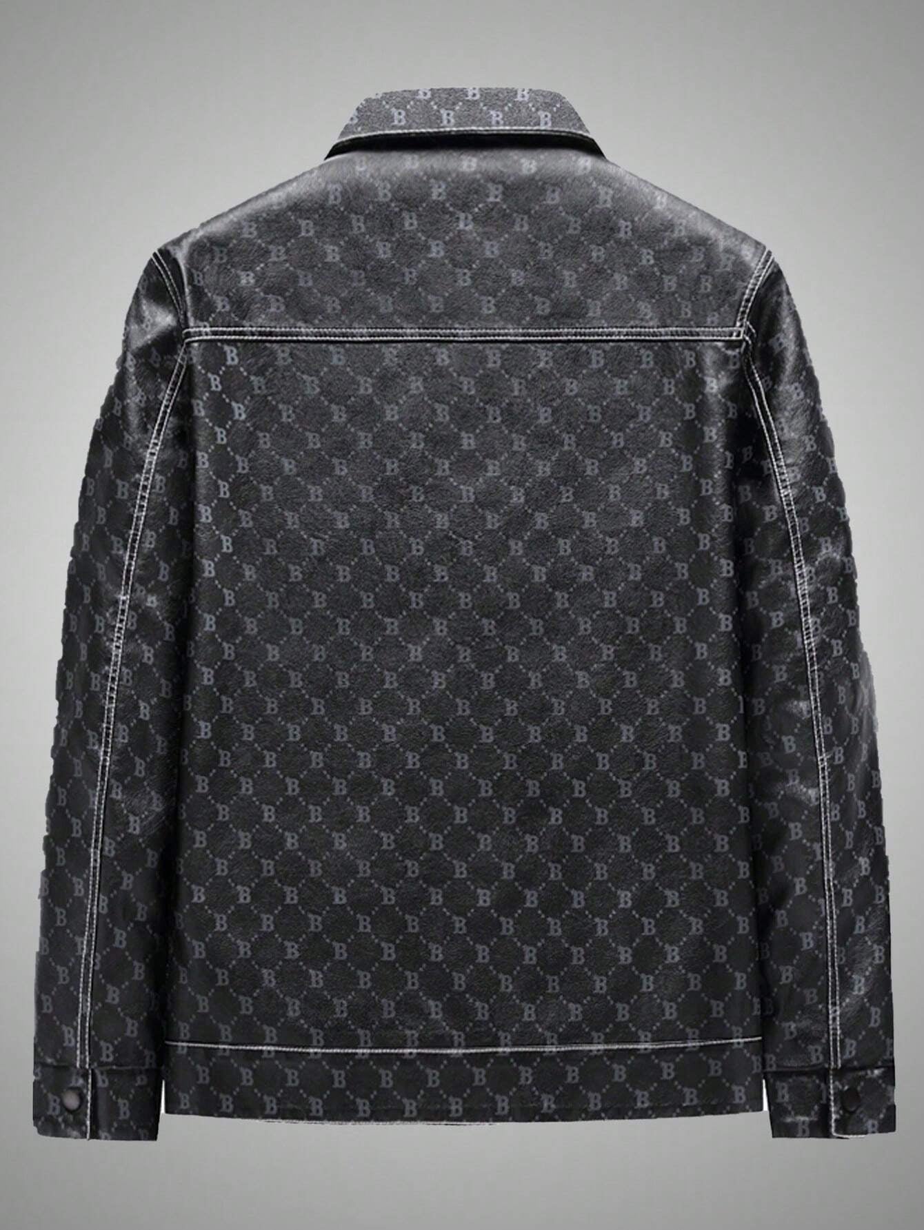 Men Geo Print Flap Pocket Rave Jacket