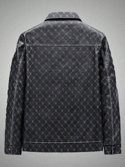 Men Geo Print Flap Pocket Rave Jacket