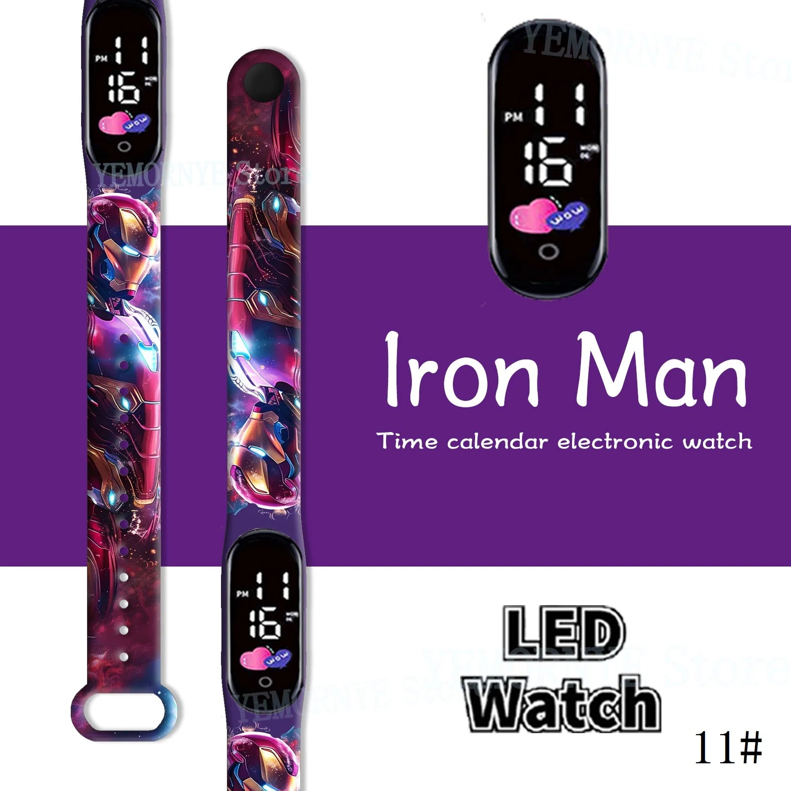 Disney Spider Man Children'S Cartoon Anime Character Luminous Bracelet Watch LED Touch Waterproof Clock Sports Gifts Christmas H