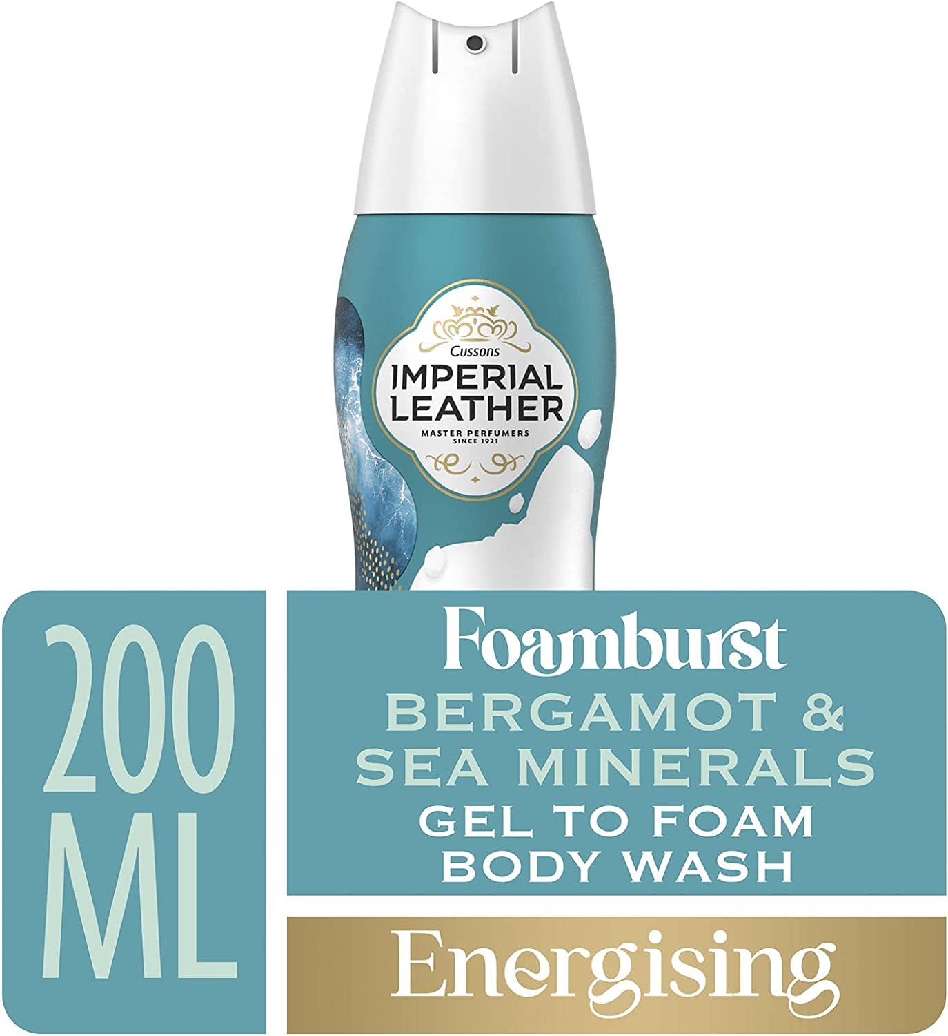 Foamburst Energizing Shower Gel with Bergamot and Sea Minerals - Luxurious Foam Body Wash, Gentle Skin Care, Bulk Pack of 6 x 200ml