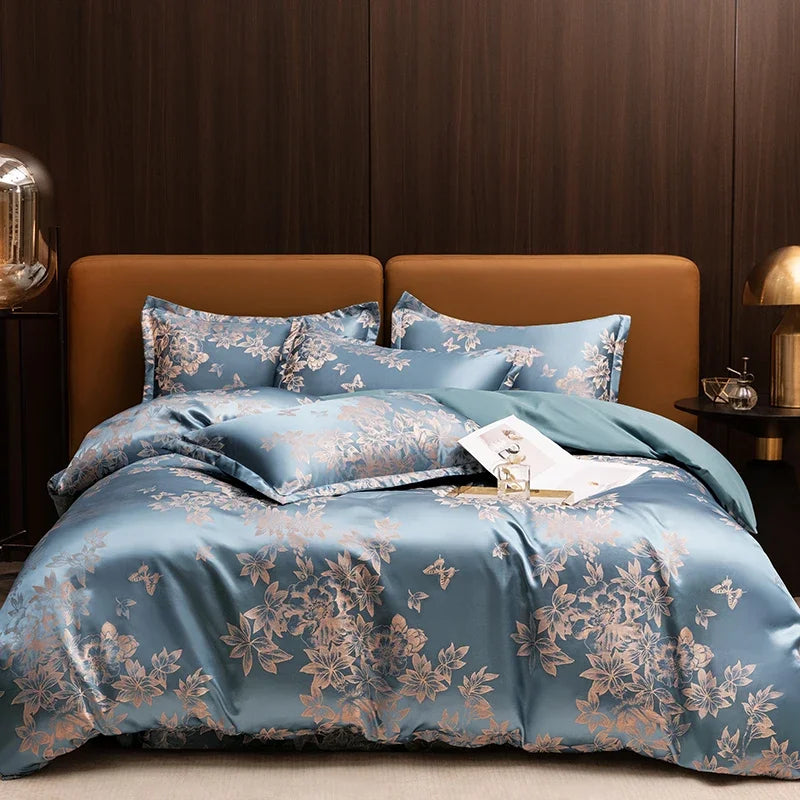 3Pcs Duvet Cover and Pillow Case Set No Filling,European Light Luxury Type Skin-Friendly Soft Fabric,For Family Bedroom Bedding