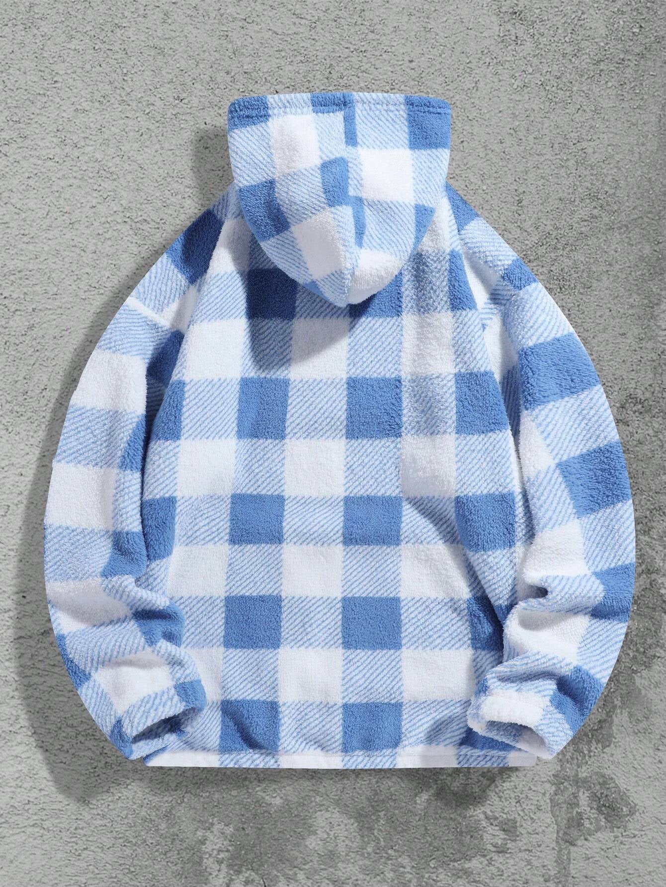 Men'S Totem Print Hooded Sherpa Fleece Sweatshirt