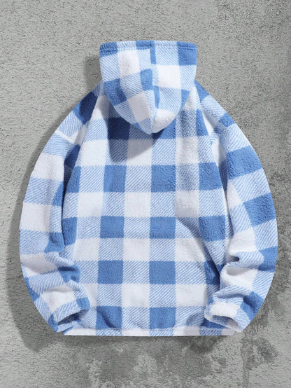 Men'S Totem Print Hooded Sherpa Fleece Sweatshirt