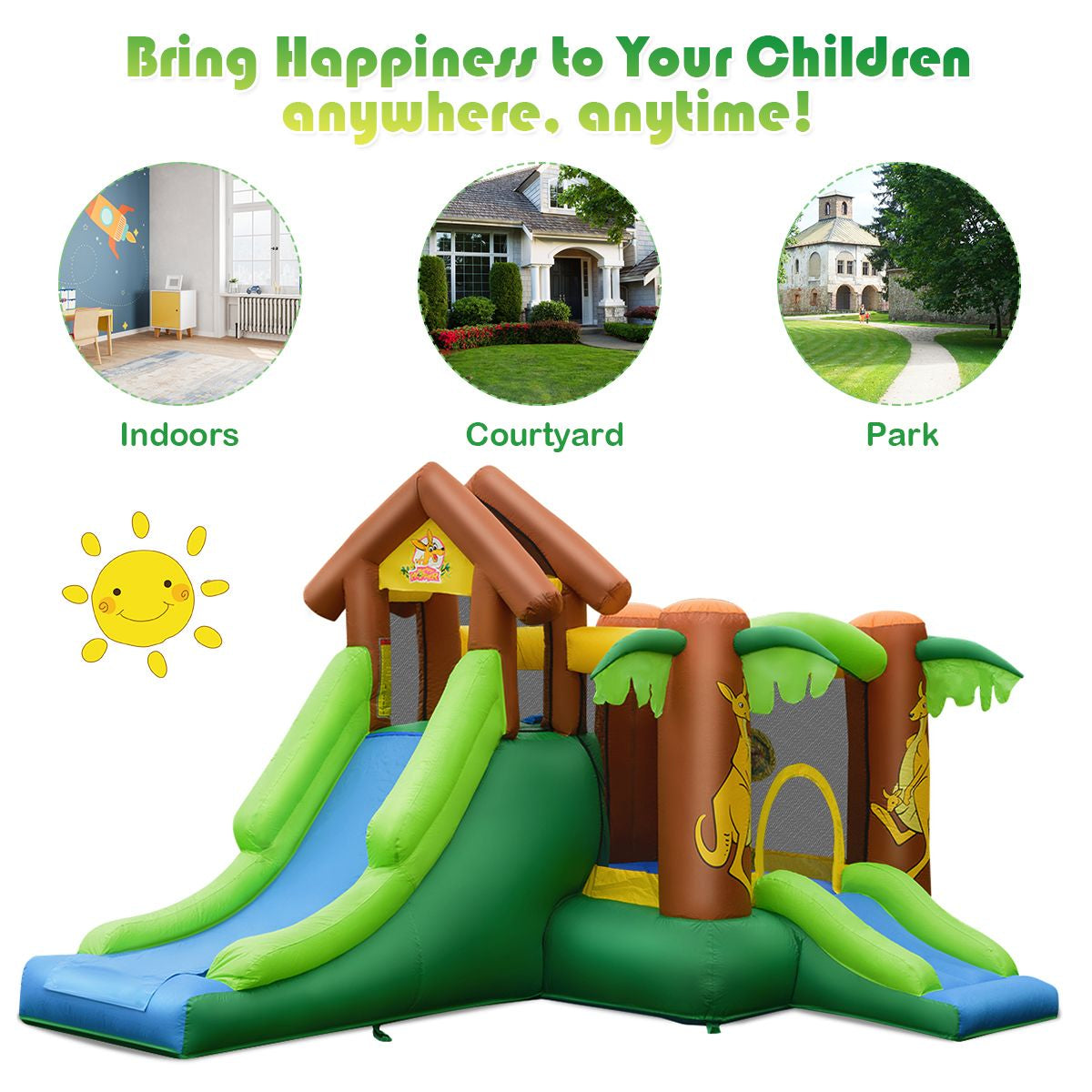 Professional Inflatable Bounce House Featuring Slides, Climbing Wall, and Air Blower