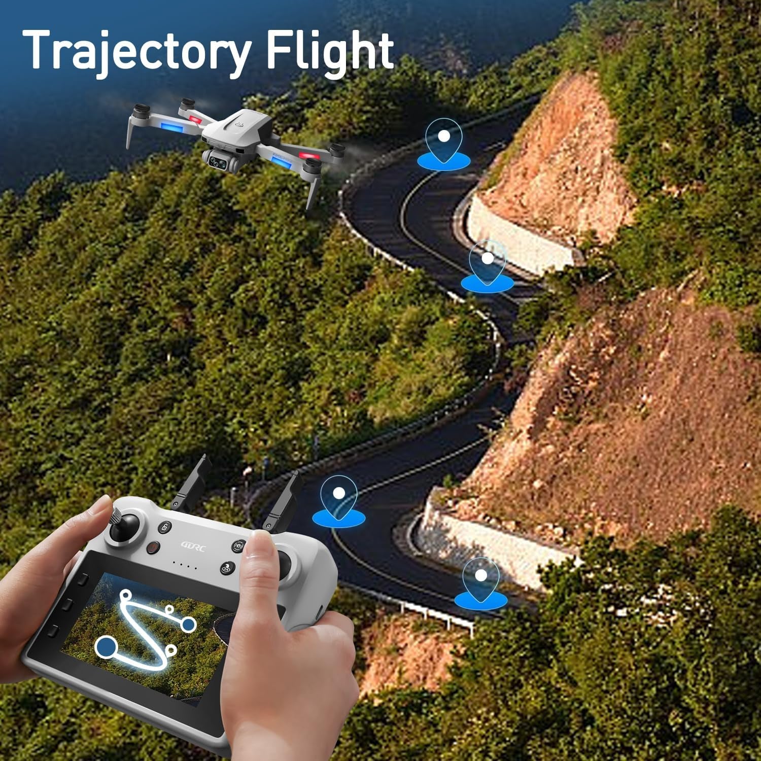 F8 GPS Drone with Dual Camera for Beginners, RC Quadcopter Foldable Drones with Brushless Motor, Intelligent Follow Mode, Headless Mode,3-Speed Modes, Aircrafts Toys Gifts for Kids and Adults