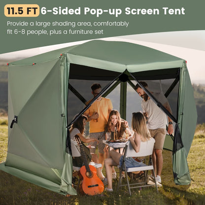 6-Sided Instant Setup Camping Gazebo with Portable Carrying Bag