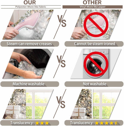 7X5Ft Christmas Gold White Backdrop Winter Xmas Trees Gifts Warm Snowy Brown Outdoor Pure Holy Background Celebrate Festival Decor Photo Banner Props