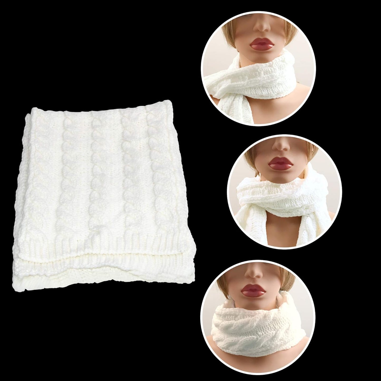 Scarf Hat Glove Sets Cable Knit Winter Gift Set Pompom Hat Touch Screen Gloves Long Scarf 3Pcs Cold Weather Warm Set for Women Girls