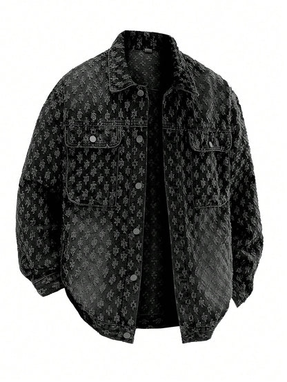 Men'S Retro Streetwear Fashion American Style Floral Print Denim Jacket, & Niche