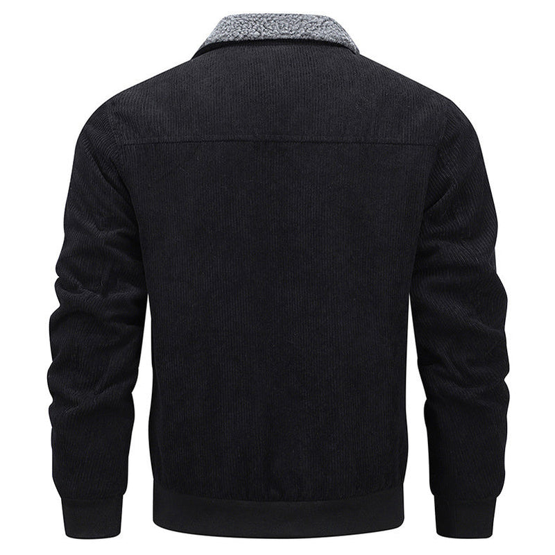 Winter Lapel Fleece Jacket with Pockets Warm Thicken Cotton Coat Men'S Clothing