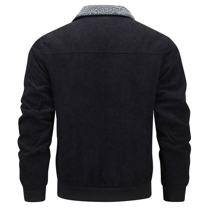 Winter Lapel Fleece Jacket with Pockets Warm Thicken Cotton Coat Men'S Clothing