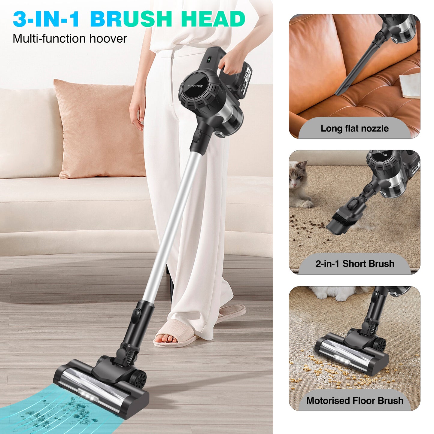 3In1 Cordless Vacuum Cleaner Upright Handheld Stick Lightweight Bagless