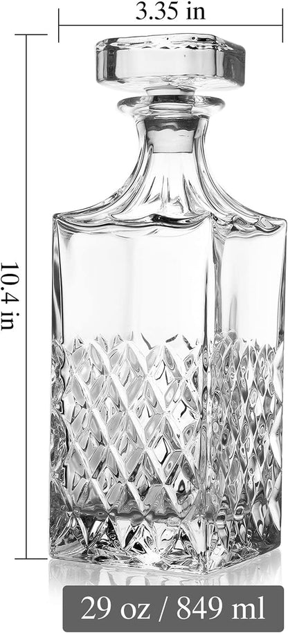 Whiskey Decanter,849Ml Non-Lead Crystal Whiskey Decanter with Stopper in Gift Box,Premium Bourbon Decanter,Liquor Decanter for Whiskey,Bourbon,Whiskey Carafe for Men