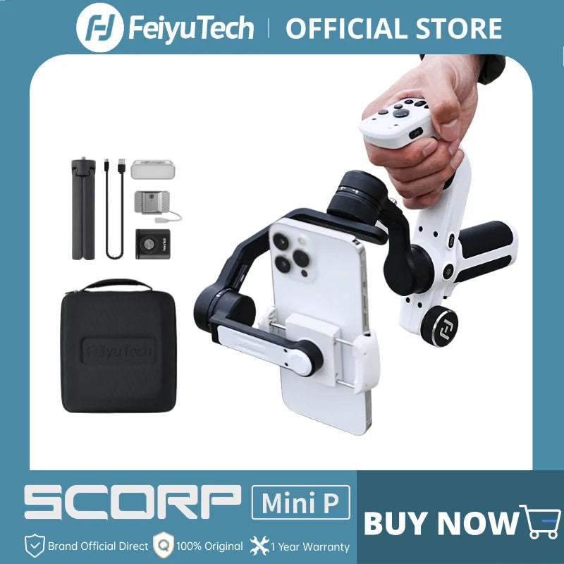 Scorp Mini-P Kit 3 Axis Smartphone Gimbal, AI Tracker, Fill Light, for Iphone 16 Pro Max and Android Stabilizer