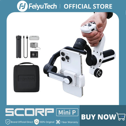 Scorp Mini-P Kit 3 Axis Smartphone Gimbal, AI Tracker, Fill Light, for Iphone 16 Pro Max and Android Stabilizer