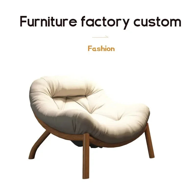 Lazy Cowhide High Rebound Sofa Chair Single Person Light Luxury Lazy Sofa Chair Italian Minimalist Living Room Leisure Chair