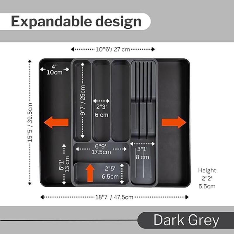 Expandable cutlery organiser compartments