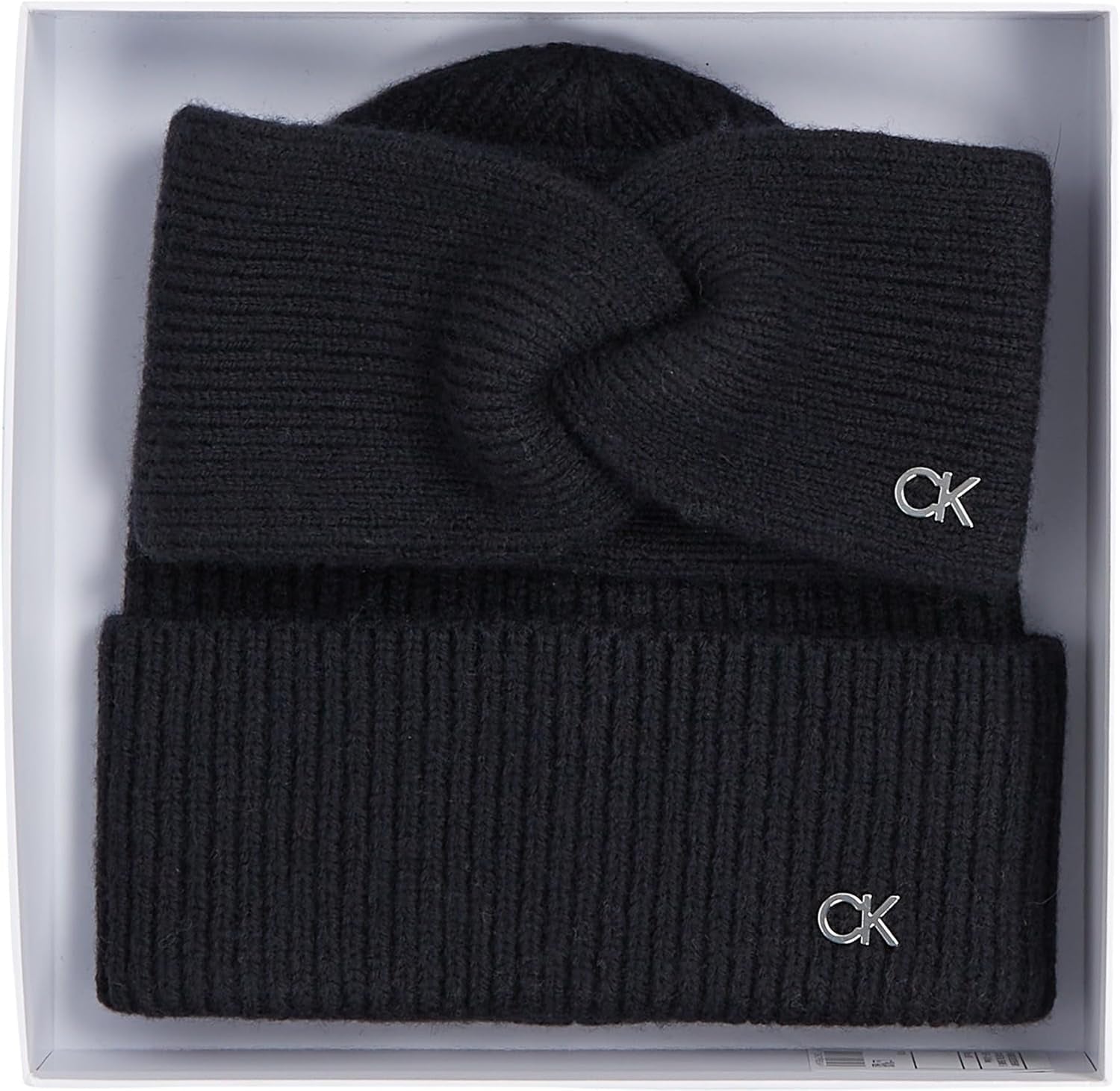 Women’S CK Metal Beanie & Headband Gift Set, Black (Ck Black), One Size